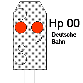Lichtsperrsignal (Hauptsignal) in Hp00 Stellung. (Zughalt und Rangierverbot)